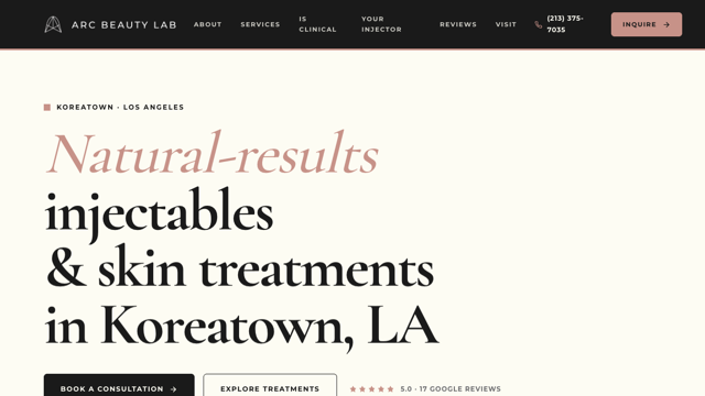 Arc Beauty Lab website